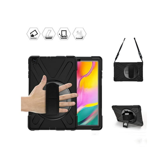 Samsung Galaxy Tab A 10.1 inch 2019 Case Model SM-T510 T515 T517, Shockproof Protective Cover with Hand Strap, Stand, Shoulder Strap