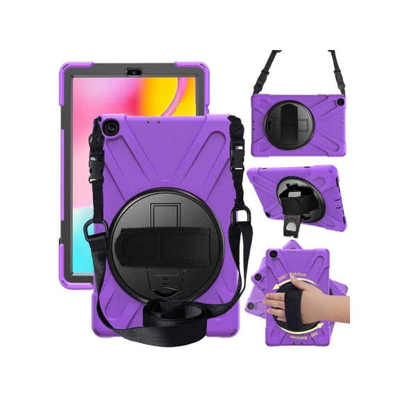 Samsung Galaxy Tab A 10.1 inch 2019 Case Model SM-T510 T515 T517, Shockproof Protective Cover with Hand Strap, Stand, Shoulder Strap
