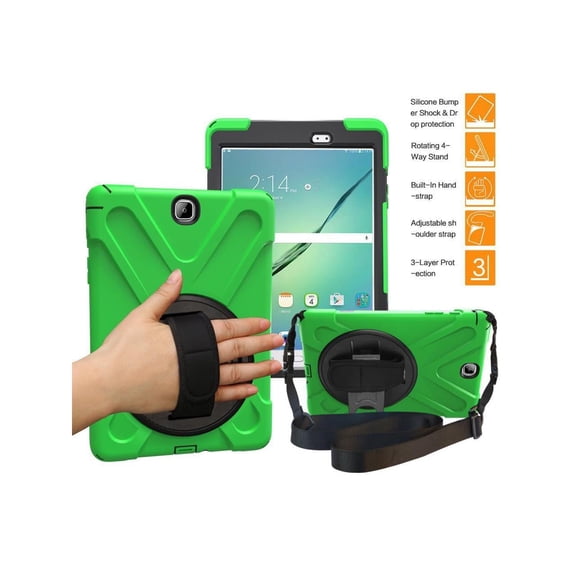 Samsung Galaxy Tab A 9.7 Case SM-T550 SM-T555 SM-P550 Full-Body Shock Proof Protective Cover with Kickstand Hand Strap and Shoulder Strap