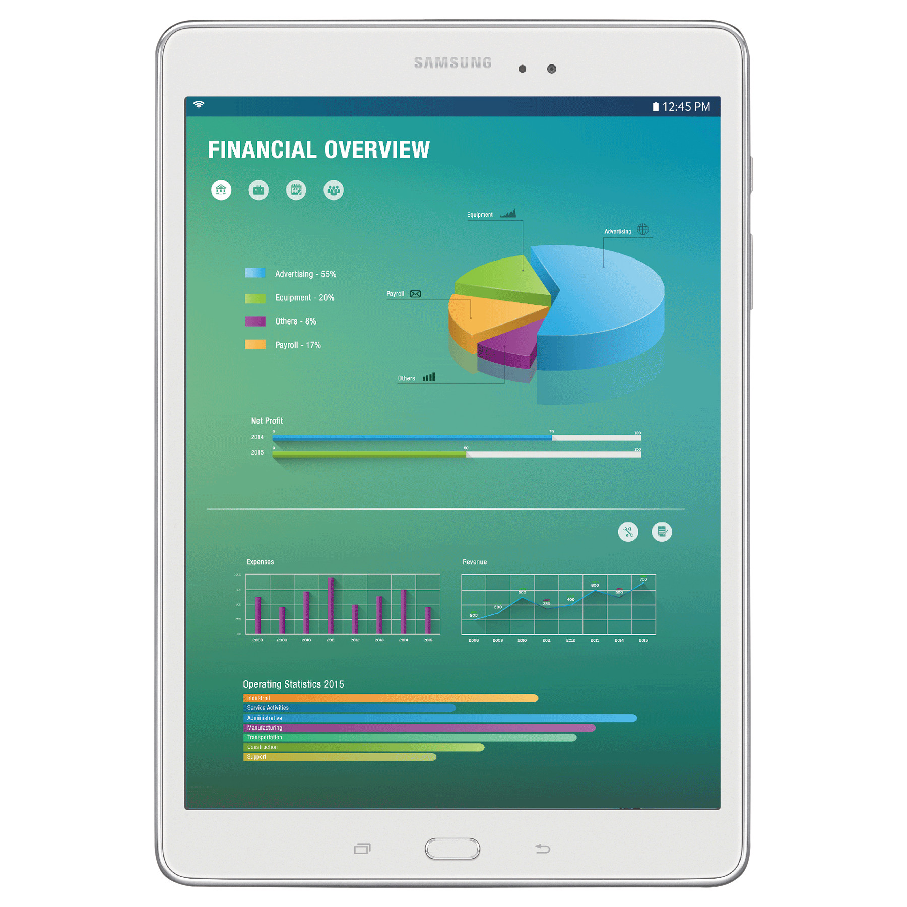 Samsung Galaxy Tab A - tablet - Android 5.0 (Lollipop) - 16 GB - 8" , White - image 1 of 2