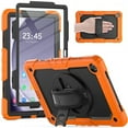 thumbnail image 1 of For Samsung Galaxy Tab A11 Plus 11” SM-X230/X235/X236 Case with Screen Protector Shoulder Strap, 360 Rotating Hand Strap & Stand, Shockproof Rugged Heavy Duty Case for Galaxy Tab A11,Orange + Black, 1 of 8