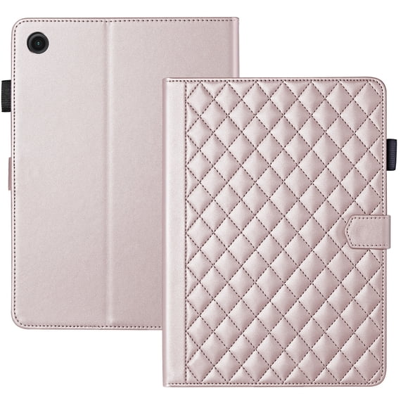 for Samsung Galaxy Tab A11 Plus 11 inch 2025 Release (Model: SM-X230/X235/X236) Case, Rhombus Pattern Multiple Viewing Angles Stand Slim Folio Cover (Rose Gold)