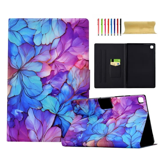 for Samsung Galaxy Tab A7 10.4" 2020 SM-T500 / SM-T505 Case, Pattern PU Leather Full Body Protective Adjustable Stand Cover with Card Pocket Folio Flip Case Cover, Petal
