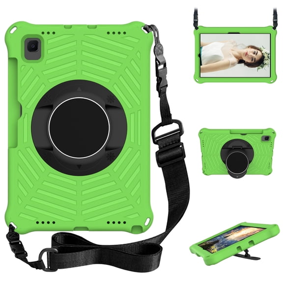 For Samsung Galaxy Tab A7 Case 10.4-Inch SM-T500 T505 T507, Kickstand Hand Strap Shoulder Strap Rugged Armor Protection Shockproof Case for Samsung Galaxy Tab A7 10.4 2020 Released T500, Green