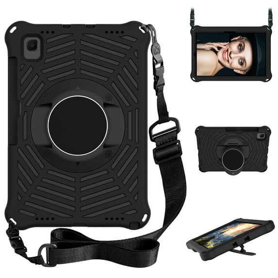 For Samsung Galaxy Tab A7 Case 10.4-Inch SM-T500 T505 T507, Kickstand Hand Strap Shoulder Strap Rugged Armor Protection Shockproof Case for Samsung Galaxy Tab A7 10.4 2020 Released T500, Black