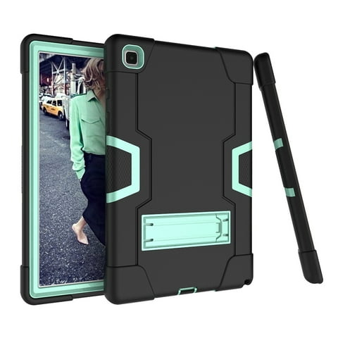 For Samsung Galaxy Tab A7 Case 10.4" Model SM-T500/SM-T505 2020, Slim Heavy Duty Rugged Hybrid Shockproof Protective Tablet Cover with Kickstand, Black+Mint