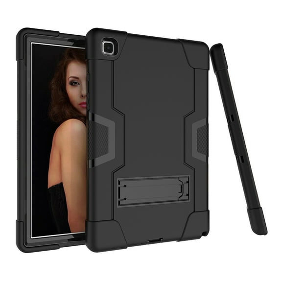 For Samsung Galaxy Tab A7 Case 10.4" Model SM-T500/SM-T505 2020, Slim Heavy Duty Rugged Hybrid Shockproof Protective Tablet Cover with Kickstand, Black
