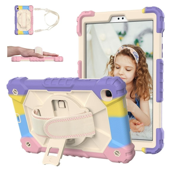 Samsung Galaxy Tab A7 Case 2020 SM-T500/T505/T507, Allytech 360° Rotatable Kickstand Holding Strap Carrying Strap Anti-Drop Scratch-Free Protective Case for Galaxy Tab A7 10.4" 2020, Colorful Pink