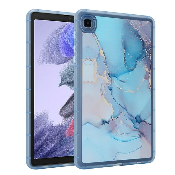 for Samsung Galaxy Tab A7 Lite 8.7" 2021 SM-T225 / SM-T220 Back Case, Marble Pattern Back / Pattern Clear Back TPU Lightweight Ultra Slim Drop Protective Anti-Scratch Case Cover, Darkblue
