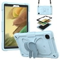 thumbnail image 1 of for Samsung Galaxy Tab A7 Lite 8.7" 2021 SM-T225 / SM-T220 Case for Kids, with Butterfly Wings Kickstand Shoulder Strap Heavy Duty Rugged 2 In 1 Silicone PC Cover, Blue, 1 of 8
