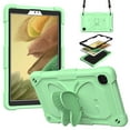 thumbnail image 1 of for Samsung Galaxy Tab A7 Lite 8.7" 2021 SM-T225 / SM-T220 Case for Kids, with Butterfly Wings Kickstand Shoulder Strap Heavy Duty Rugged 2 In 1 Silicone PC Cover, Green, 1 of 9