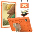 thumbnail image 1 of for Samsung Galaxy Tab A7 Lite 8.7" 2021 SM-T225 / SM-T220 Case for Kids, with Butterfly Wings Kickstand Shoulder Strap Heavy Duty Rugged 2 In 1 Silicone PC Cover, Orange+Beige, 1 of 8