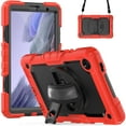 thumbnail image 1 of Samsung Galaxy Tab A7 Lite Case 8.7" with Screen Protector 360 Rotating Hand Strap Stand, Dteck Drop-Proof Rugged Case for Galaxy Tab A7 Lite 2021 SM-T220/T225/T227,Red+Black, 1 of 7