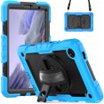 thumbnail image 1 of Samsung Galaxy Tab A7 Lite Case 8.7" with Screen Protector 360 Rotating Hand Strap Stand, Dteck Drop-Proof Rugged Case for Galaxy Tab A7 Lite 2021 SM-T220/T225/T227,Light Blue+Black, 1 of 7