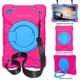 thumbnail image 1 of for Samsung Galaxy Tab A8 10.5 2022 SM-X200 / SM-X205, 360° Rotating Multi Functional Handle Ring Kickstand Built-in Pen Holder with Shoulder Strap 3-layer Protection Tablet Case, Rose, 1 of 11
