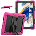 thumbnail image 1 of for Samsung Galaxy Tab A8 10.5 2022 SM-X200 / SM-X205 Case with PET Screen Protector + Pencil Holder + Stand + Shoulder Strap | Heavy Duty Protection 3 Layer Silicone PC Case | Rose+Black, 1 of 5