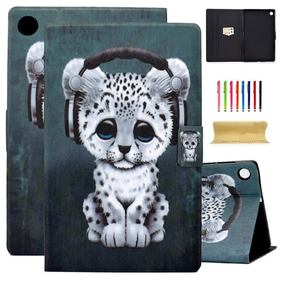 Samsung Galaxy Tab A8 10.5 2022 X200 X205 X207 Tablet Case, Dteck Cute Pattern Folio Flip Case Shockproof Stand Cover For Samsung Galaxy Tab A8 10.5 (2022),Leopard