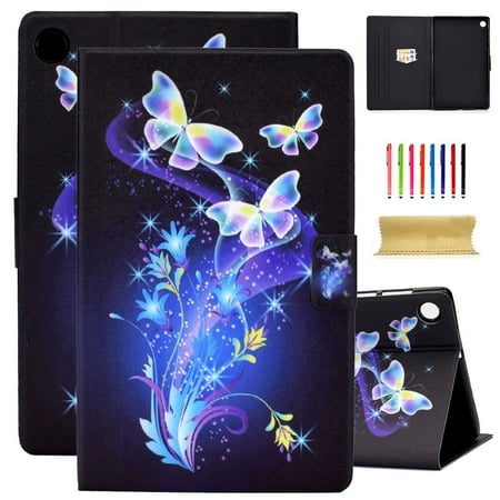 Samsung Galaxy Tab A8 10.5 2022 X200 X205 X207 Tablet Case, Dteck Cute Pattern Folio Flip Case Shockproof Stand Cover For Samsung Galaxy Tab A8 10.5 (2022),Butterfly Flower