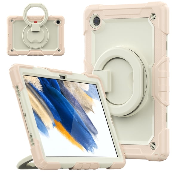 Samsung Galaxy Tab A8 10.5 inch Case 2022,Full Body Protective Case with Tempered Glass Film 360° Rotatable Kickstand Handle Stand Kid Proof Case for Galaxy Tab A8 10.5" SM-X200/X205/X207,Rosegold