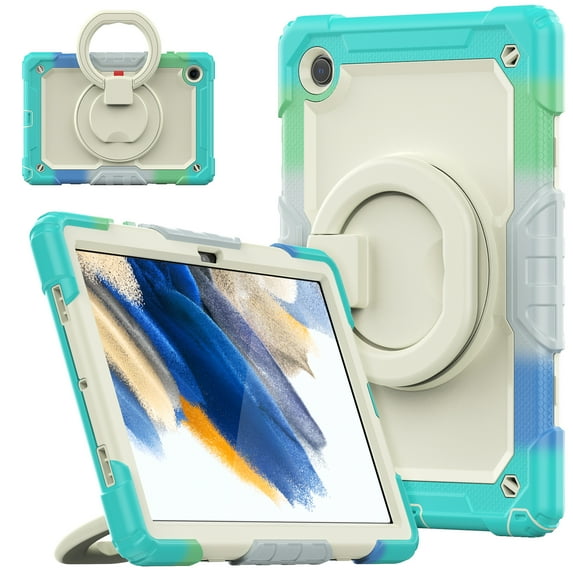 Samsung Galaxy Tab A8 10.5 inch Case 2022,Full Body Protective Case with Tempered Glass Film 360° Rotatable Kickstand Handle Stand Kid Proof Case for Galaxy Tab A8 SM-X200/X205/X207,Camouflage Blue