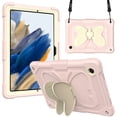 thumbnail image 1 of For Samsung Galaxy Tab A8 10.5-inch SM-X200 X205 X207 (2022), Kids Friendly Cute Tablet Case ,Rugged 3-Layers Shockproof Protection Butterfly 3D Kickstand Cover With Shoulder Strap,Beige+Pink, 1 of 8