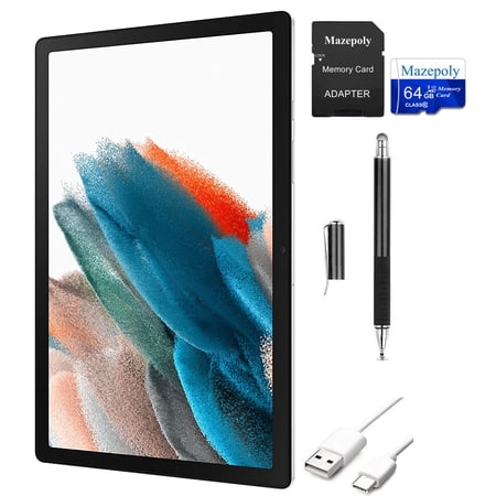 Samsung Galaxy Tab A8 Android Tablet, 10.5'' LCD Screen, 32GB Storage, Silver with Mazepoly Accessories