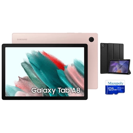 Samsung Galaxy Tab A8 Android Tablet, 10.5'' LCD Screen, 3GB RAM, 32GB Storage, Pink Gold with Mazepoly Accessories