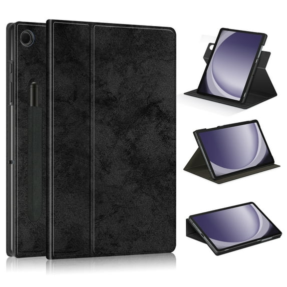 for Samsung Galaxy Tab A9+ 11.0" 2023 SM-X210 / SM-X215 / SM-X216, 360 Degree Rotating Stand Shell Drop Protective Multi-viewing Angle Holder Folio Cover Case for Tab A9 Plus, Black