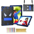 thumbnail image 1 of for Samsung Galaxy Tab A9+ 11.0" 2023 SM-X210 / SM-X215 / SM-X216 Silicone PC Kids Case, with Kickstand + Shoulder Strap + Pencil Holder Heavy Duty Protection Shockproof Rugged Case, Black+Blue, 1 of 6