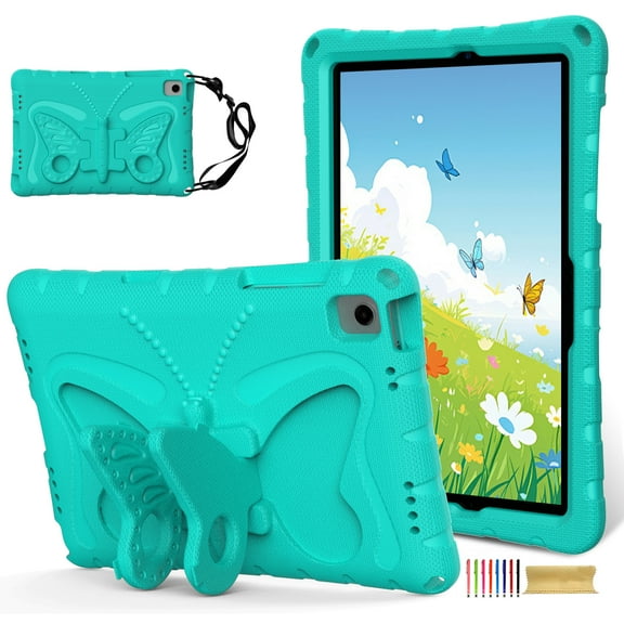 for Samsung Galaxy Tab A9+ 11.0" 2023 SM-X210 / SM-X215 / SM-X216B Case for Kids with 90° Rotatable Folding Butterfly Stand Shoulder Strap Cover Heavy Duty Protection for Tab A9+ 2023, Mint