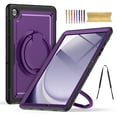 thumbnail image 1 of for Samsung Galaxy Tab A9+ 11.0" 2023 SM-X210/SM-X215/SM-X216B Case, Shockproof Rugged Protective Case with 360°/180° Rotating Handle Grip Stand & Adjustable Shoulder Strap & Pencil Holder - Purple, 1 of 9