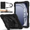 thumbnail image 1 of for Samsung Galaxy Tab A9 8.7" 2023 Case, Military Grade Heavy Duty Silicone Protection Cover with Pencil Holder + 360 Rotating Stand + Wrist Handle Rugged Cover, Black, 1 of 7