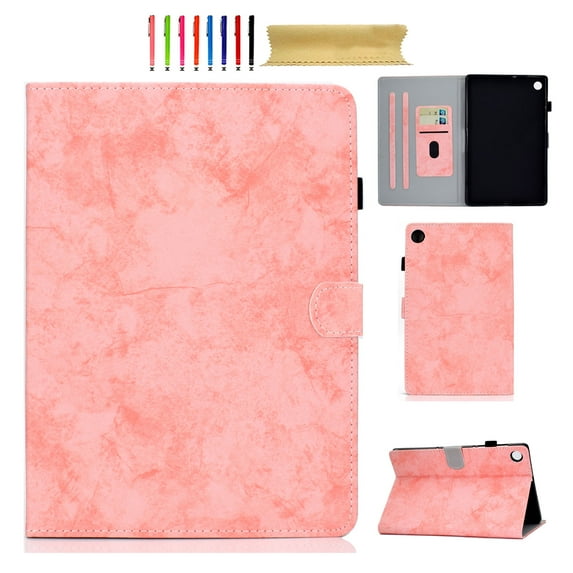 for Samsung Galaxy Tab A9 8.7" 2023 SM-X110 / SM-X115 Case Cover with Built-in Pencil Holder, Auto Sleep/Wake, Multiple Viewing Angles Kickstand Tablet Case for Samsung Galaxy Tab A9, Pink