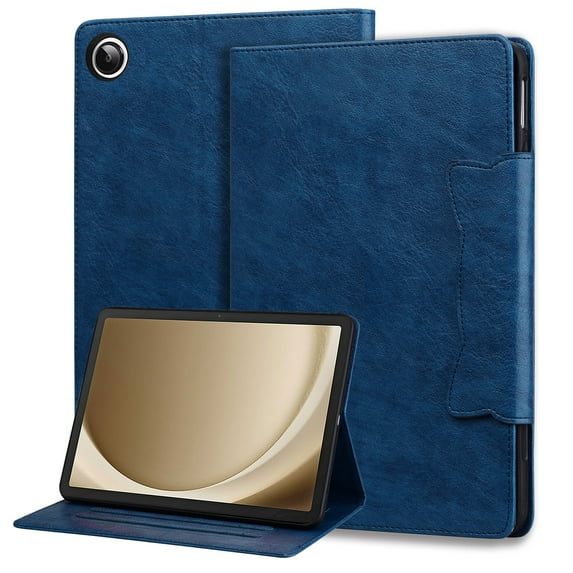 for Samsung Galaxy Tab A9 8.7" 2023 SM-X110 / SM-X115 Case, Vintage Soft PU Leather Case with 2 Anti-Slip Strips Adjustable Angle Kickstand & 4 Card Slots (Include 1 Photo Slot) for Tab A9, Darkblue