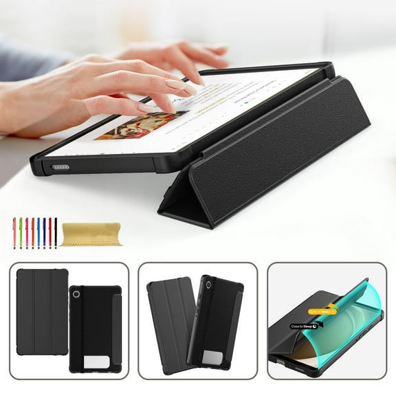 for Samsung Galaxy Tab A9 8.7" 2023 SM-X110 / SM-X115 Flip Folio Case, Flexible Soft TPU Back Shell Smart Trifold Stand Protective Cover Magnetic Auto Wake/Sleep Drop Protection for Tab A9, Black