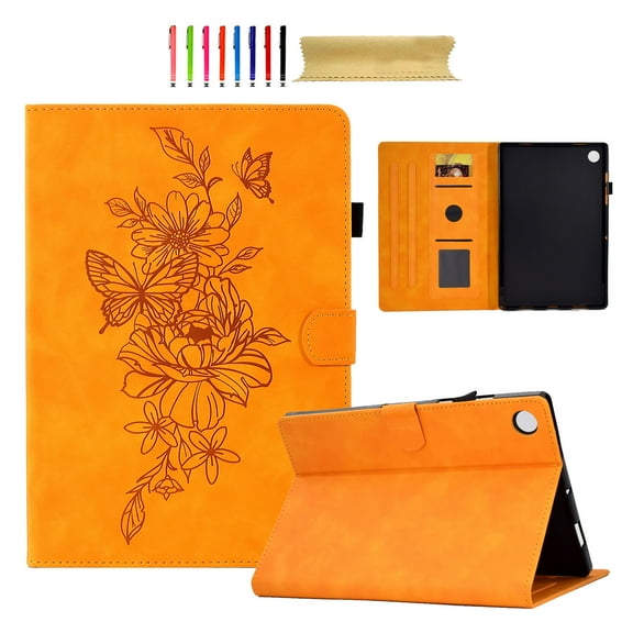 for Samsung Galaxy Tab A9 8.7" 2023 SM-X110 / SM-X115, Premium Luxury PU Leather Cover/Smart Folio with Dual Stand and Auto Sleep/Wake Function Case Cover with Pen Slot & Card Slots, Khaki