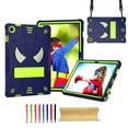 thumbnail image 1 of for Samsung Galaxy Tab A9 8.7" 2023 SM-X110 / SM-X115 Silicone PC Kids Case, with Kickstand + Shoulder Strap + Pencil Holder Heavy Duty Protection Shockproof Rugged Case for Tab A9, Navy+Green, 1 of 6