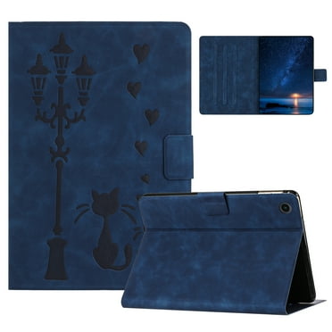 for Samsung Galaxy Tab A9 8.7" 2023 SM-X110/X115 Case PU Leather Folio Tablet Cover, Smart Auto Wake/Sleep Flip Stand Case Embossed Pattern Magnetic Clasp Protective Case, Blue
