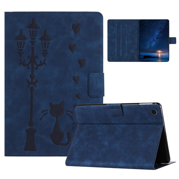 for Samsung Galaxy Tab A9 Plus 11.0" 2023 SM-X210/X215/X216 Case PU Leather Folio Tablet Cover, Smart Auto Wake/Sleep Flip Stand Case Embossed Pattern Magnetic Clasp Protective Case, Blue