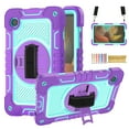 thumbnail image 1 of for Samsung Galaxy Tab S10 2024/S9 2023/S8 2022/S7 2020 Case 11" & S9 FE 10.9" 2023,360 Rotation Kickstand Handle Wrist Strap Armor Heavy Duty Rugged Cover + Adjustable Shoulder Strap,Purple+Blue, 1 of 8