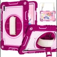 thumbnail image 1 of for Samsung Galaxy Tab S10 Plus 2024/S9 Plus 2023/S8 Plus 2022/S7 FE 2021/S7 Plus 2020 12.4 Inch,360 Kickstand Handle Wrist Strap Armor Heavy Duty Rugged Cover + Adjustable Shoulder Strap,Rose+Pink, 1 of 7