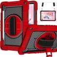 thumbnail image 1 of for Samsung Galaxy Tab S10 Plus 2024/S9 Plus 2023/S8 Plus 2022/S7 FE 2021/S7 Plus 2020 12.4 Inch,360 Kickstand Handle Wrist Strap Armor Heavy Duty Rugged Cover + Adjustable Shoulder Strap,Red+Black, 1 of 7