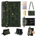 thumbnail image 1 of for Samsung Galaxy Tab S10+/S9+/S8+/S7+/S7 FE Case, Handbag PU Leather Stand Cover with Elastic Hand Strap and Detachable Adjustable Shoulder Strap, Pencil Holder, Document Card Pocket, Green, 1 of 9