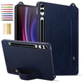 thumbnail image 1 of for Samsung Galaxy Tab S10 Ultra 2024/ S9 Ultra 2023/ S8 Ultra 2022 14.6 Inch - Shockproof Durable Premium PU Leather Cover with Kickstand, Business Style, Hand Strap Feature,Blue, 1 of 6