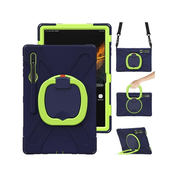 For Samsung Galaxy Tab S10 Ultra 2024 / S9 Ultra 2023 / S8 Ultra 14.6 2022 Case Shockproof Protective Case for Galaxy Tab S8 Ultra 14.6" 2022 with Stand andandle Hand Strap & Shoulder Strap