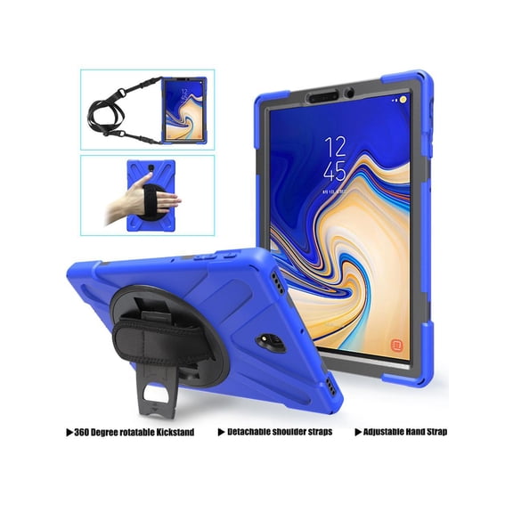 Samsung Galaxy Tab S4 10.5 inch 2018 Case, Model SM-T830/T835/T837 ShockProof Cover with 360 Degree Kickstand/Hand Strap/Shoulder Strap