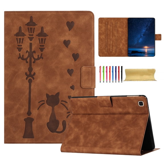 for Samsung Galaxy Tab S5e 10.5" 2019 SM-T720/SM-T725 Folio Flip Case, Embossed PU Leather Case with Smart Auto Wake / Sleep & Adjustable Stand (3 Anti-Slip Strips) with Card Slots, Brown