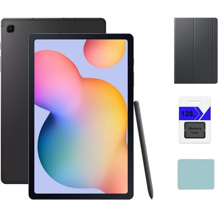 Samsung Galaxy Tab S6 Lite 10.4'' (2000x1200) WiFi Tablet Bundle, 4GB RAM, 64GB Storage + 128GB Memory Card, Bluetooth, Android 10, S Pen, Tablet Cover with Mazepoly Cleaning Cloth