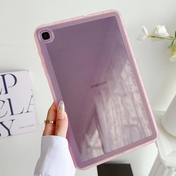 for Samsung Galaxy Tab S6 Lite 10.4" 2020 / 2022 / 2024 Glitter Clear Back Case, Stylish Soft TPU Lightweight Ultra Slim Drop Protective Anti-Yellow Anti-Slip Anti-Scratch Case Cover, Pink