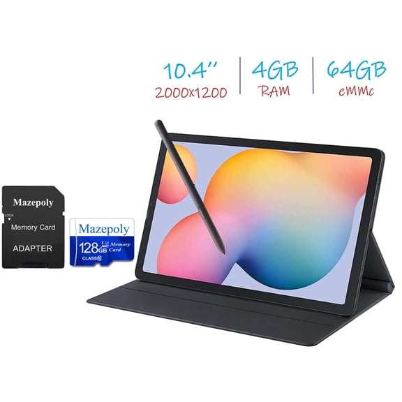 Samsung Galaxy Tab S6 Lite 10.4'' WiFi Tablet Bundle, 4GB RAM, 64GB Storage, Bluetooth, Android 10, S Pen, Tablet Cover with Mazepoly Accessories